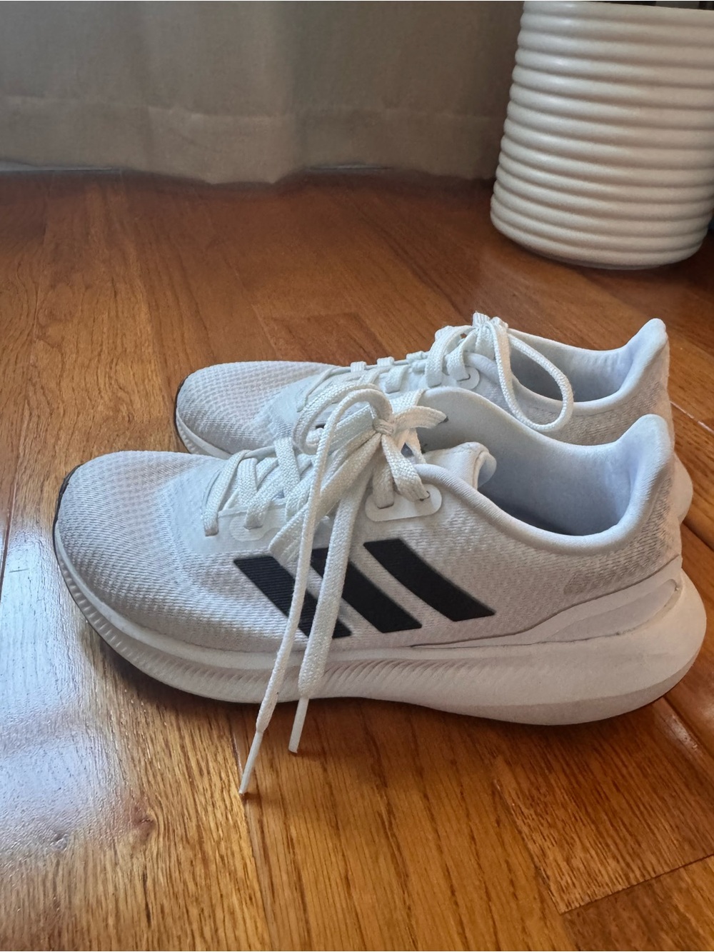 adidas Women's White Sneakers with Black 3-Stripes